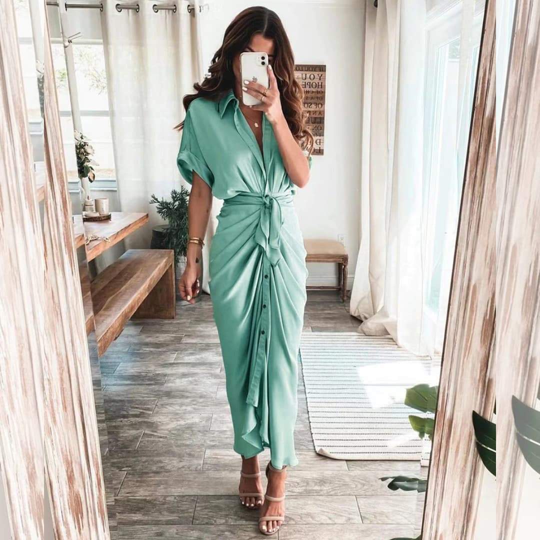 Robe longue Amélia-S-Vert- - Belishop