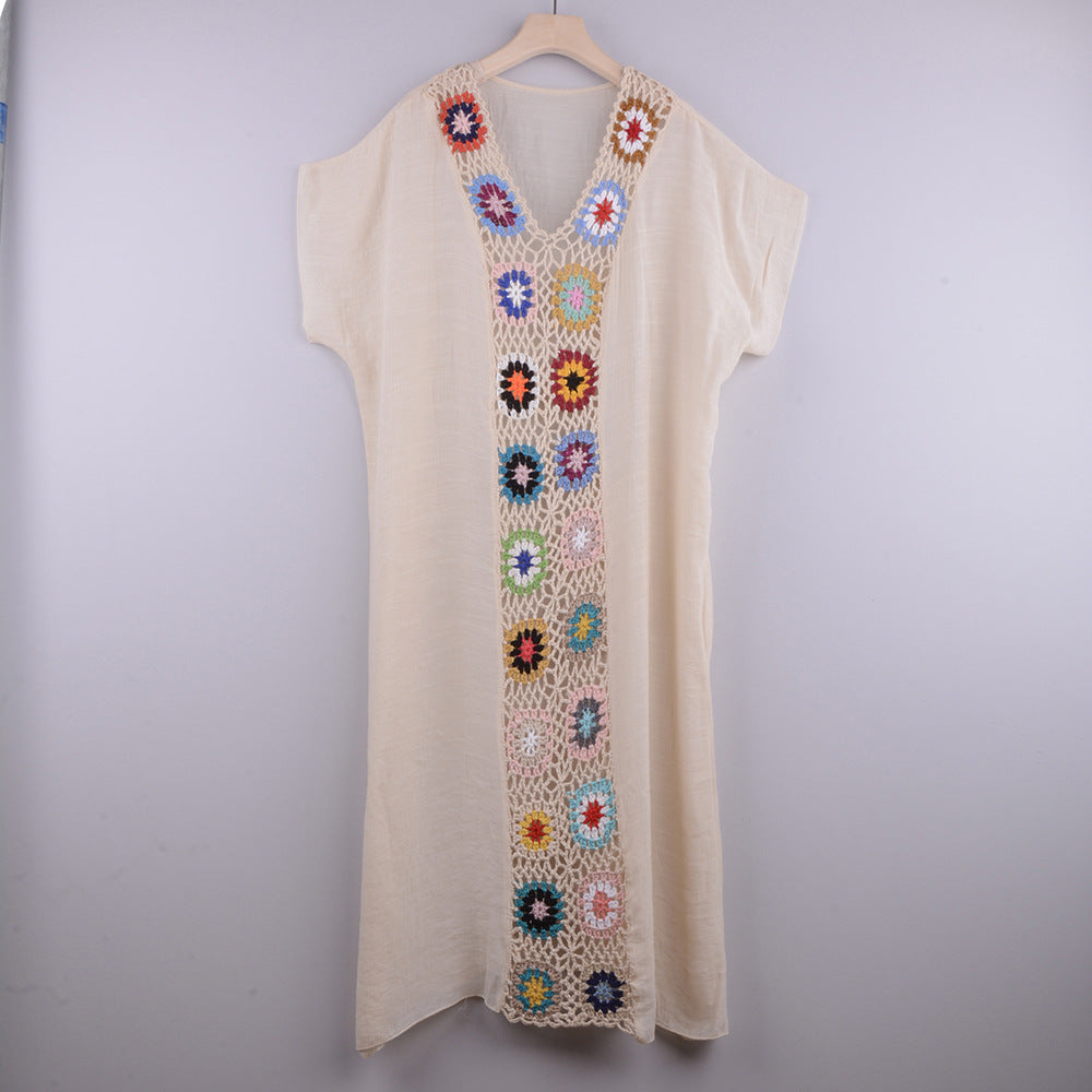 Robe longue de plage-Beige-Taille Unique- - Belishop