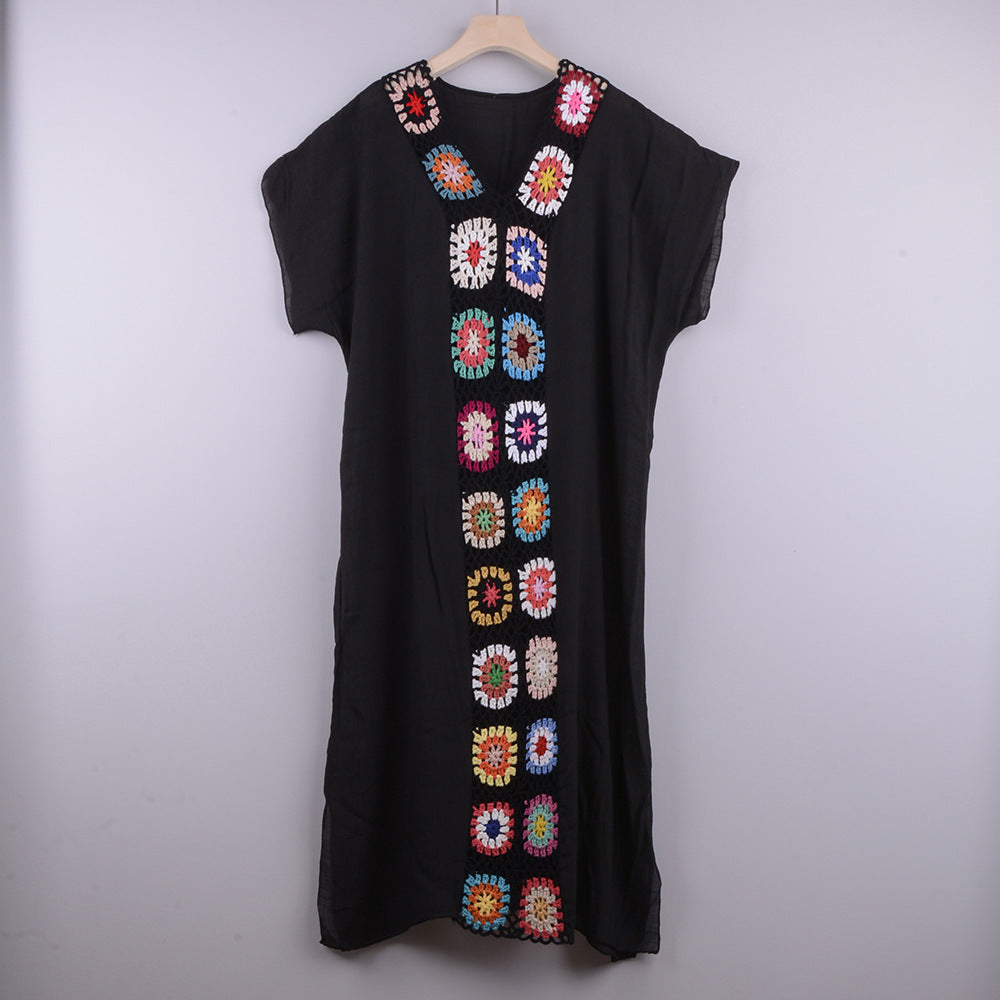 Robe longue de plage-Noir-Taille Unique- - Belishop