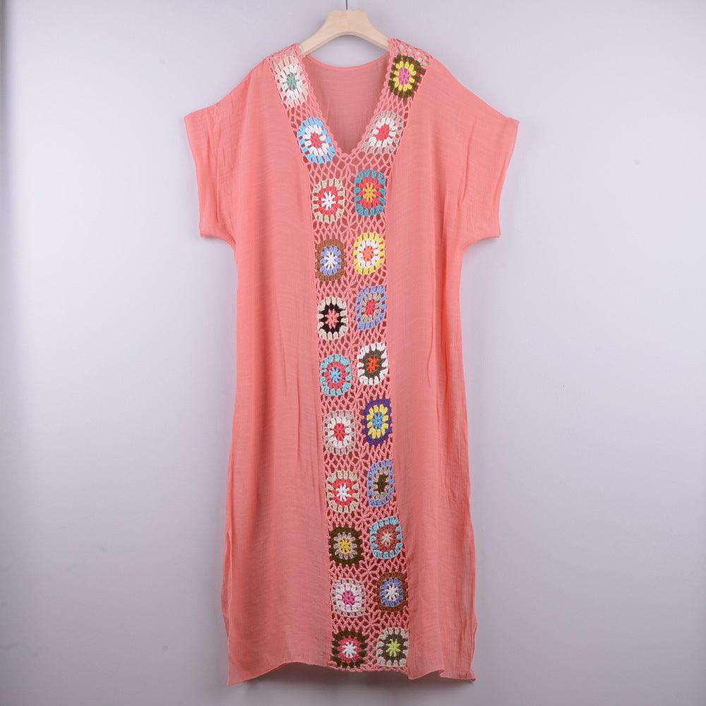 Robe longue de plage-Rose-Taille Unique- - Belishop