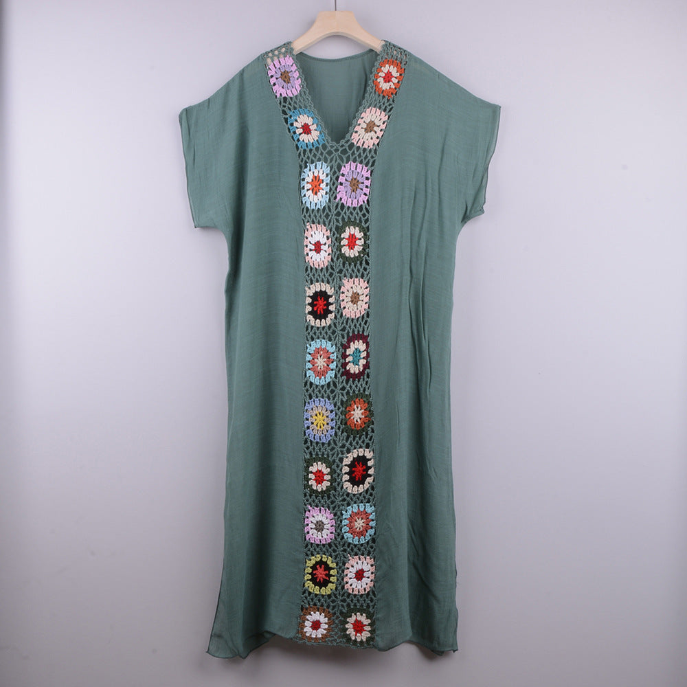 Robe longue de plage-Vert-Taille Unique- - Belishop