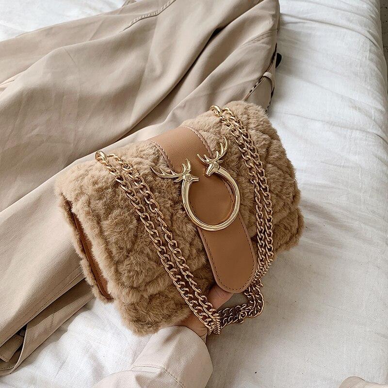 Sac à Bandoulière Emma Peluche-Marron- - Belishop