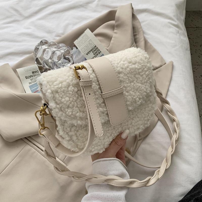 Sac à bandoulière Moumoute-Blanc-21.5 X 9 X 17 CM- - Belishop