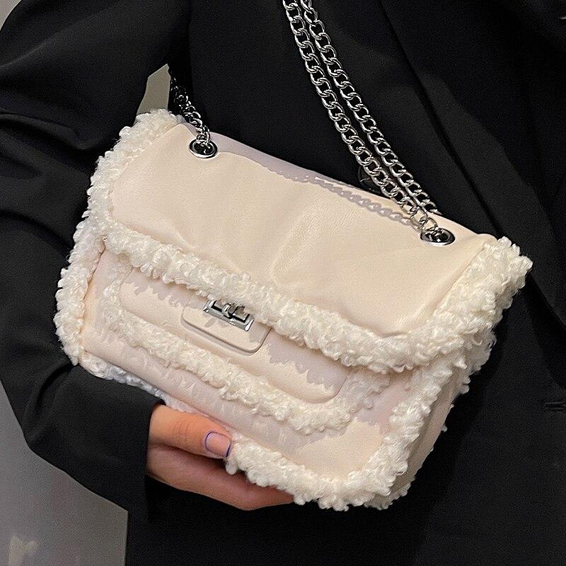 Sac à main moumoute-Blanc- - Belishop