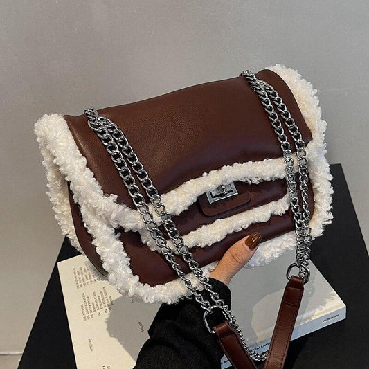 Sac à main moumoute-Marron- - Belishop