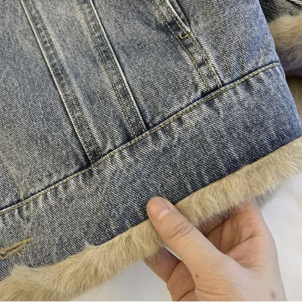 Veste en jean fourrure