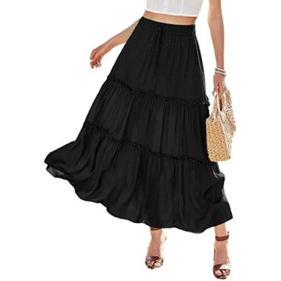 Jupe hippie unie noir femme