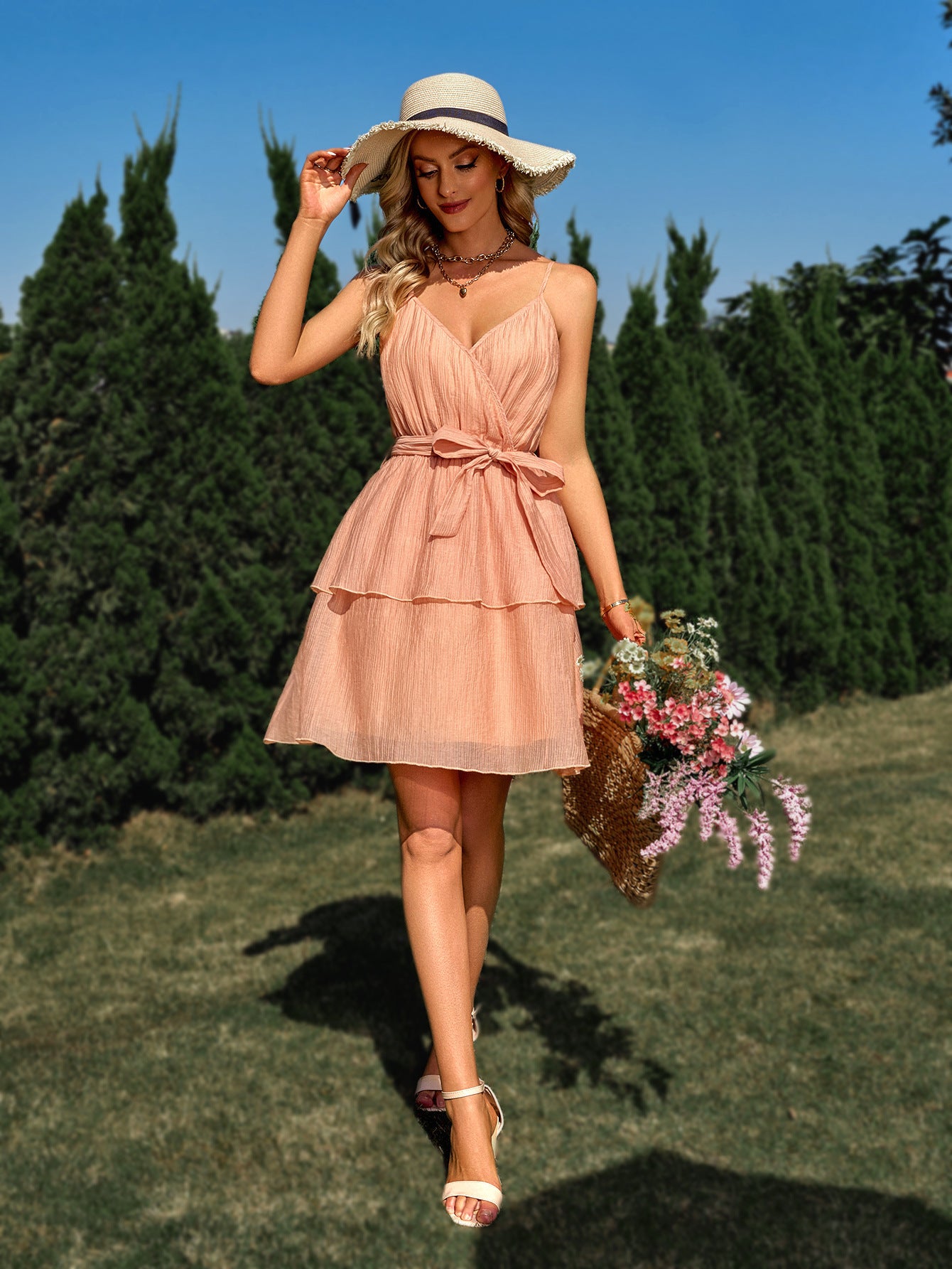 Robe champêtre courte orange