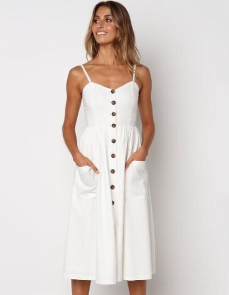 Robe à motifs Florida-Blanc-S- - Belishop