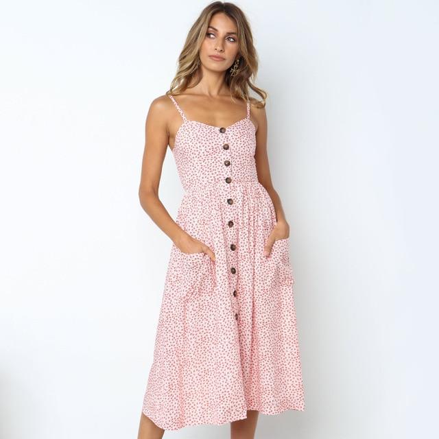 Robe à motifs Florida-Points roses-S- - Belishop