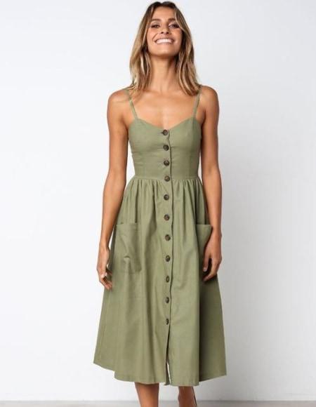 Robe à motifs Florida-Vert armée-S- - Belishop
