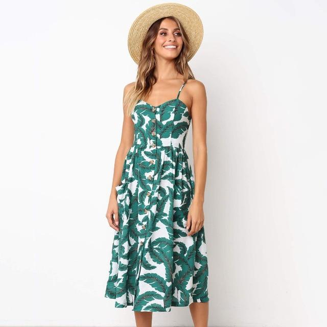 Robe à motifs Florida-Vert-S- - Belishop