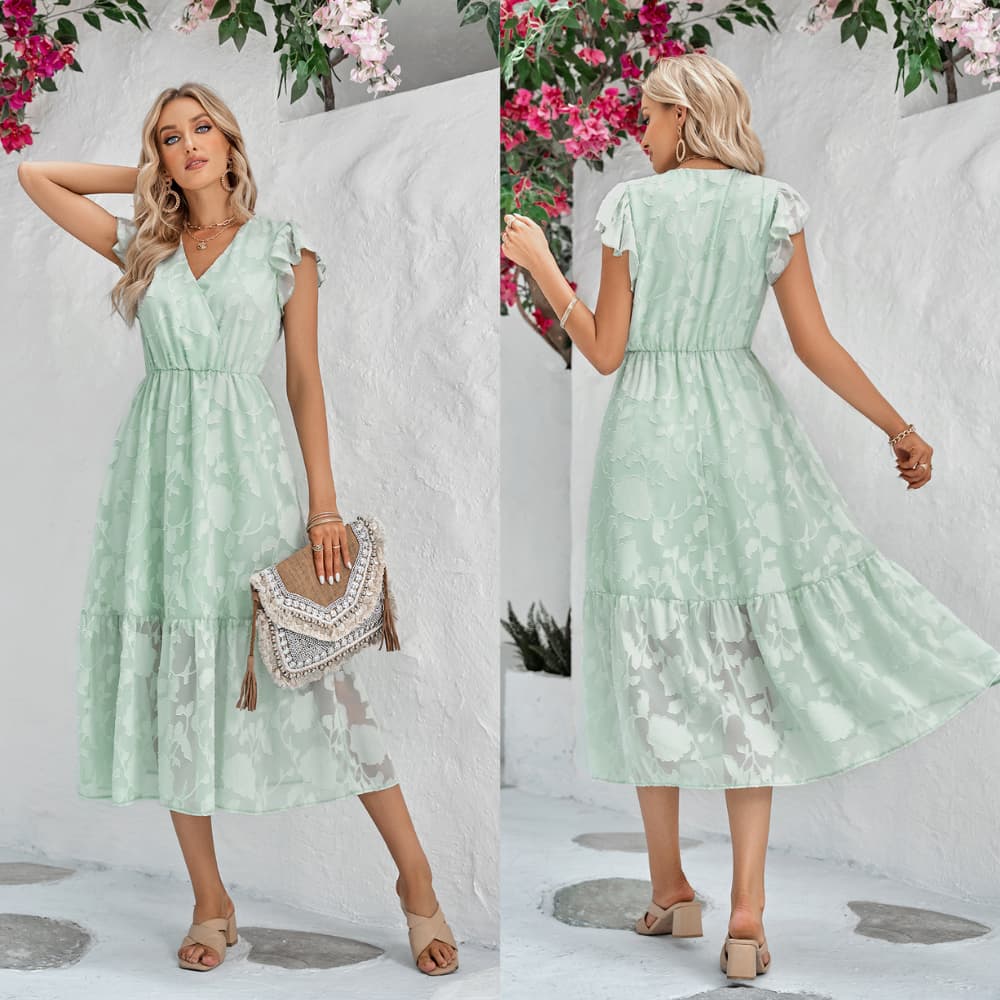 Robe hippie chic verte romantique