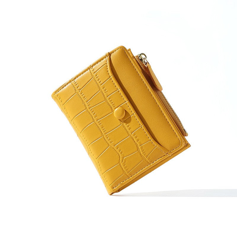 Petit portefeuille femme crocodile jaune