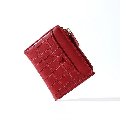 Petit portefeuille femme crocodile rouge