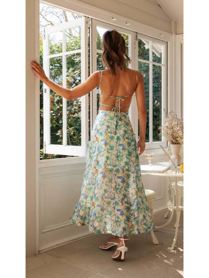 Robe dos nu imprimé floral de dos