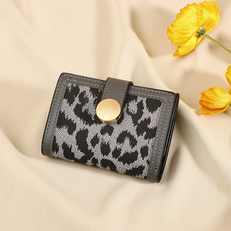 Petit portefeuille femme leopard gris