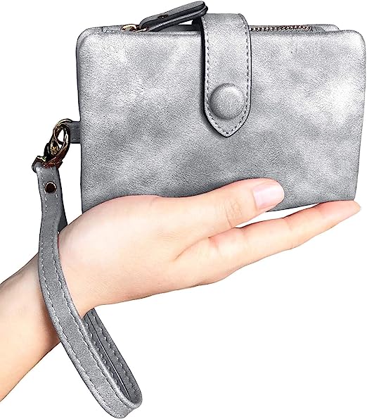 Petit portefeuille femme gris chic