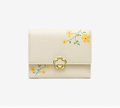 Petit portefeuille fleuri femme blanc