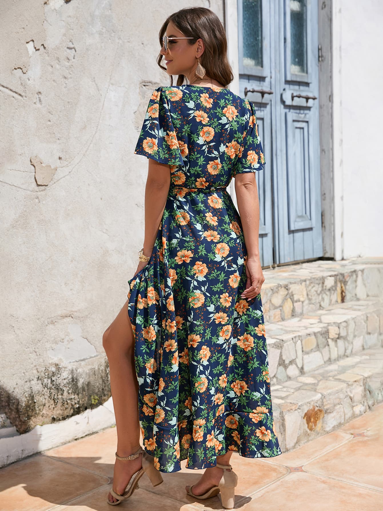 Robe longue fleurie tropicale