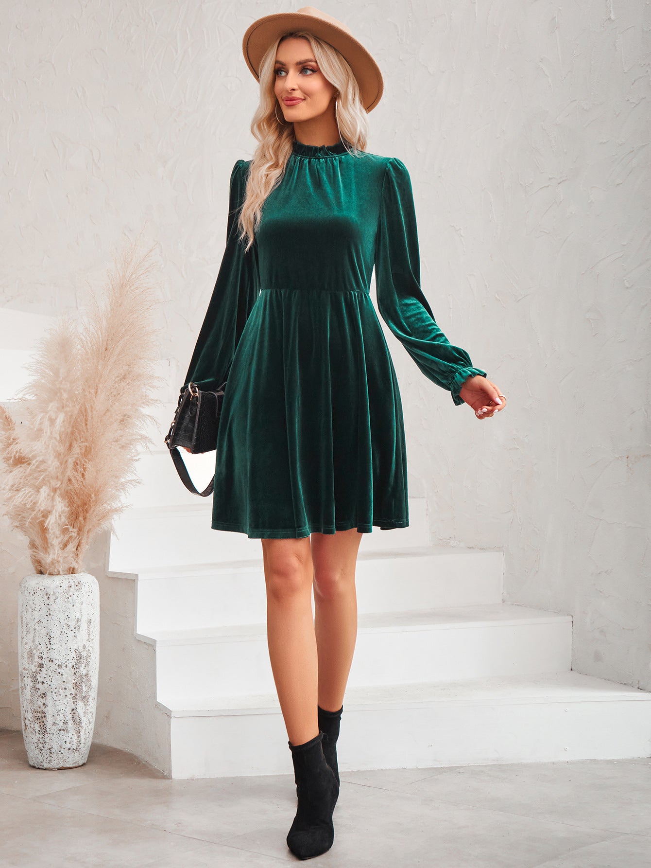 Robe bohème d'hiver verte