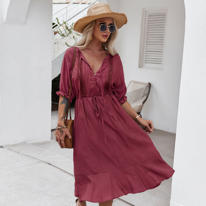 Robe bohème style hippie rouge