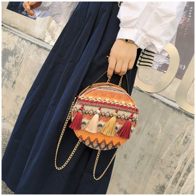 Sac à bandoulière hippie jaune chaine