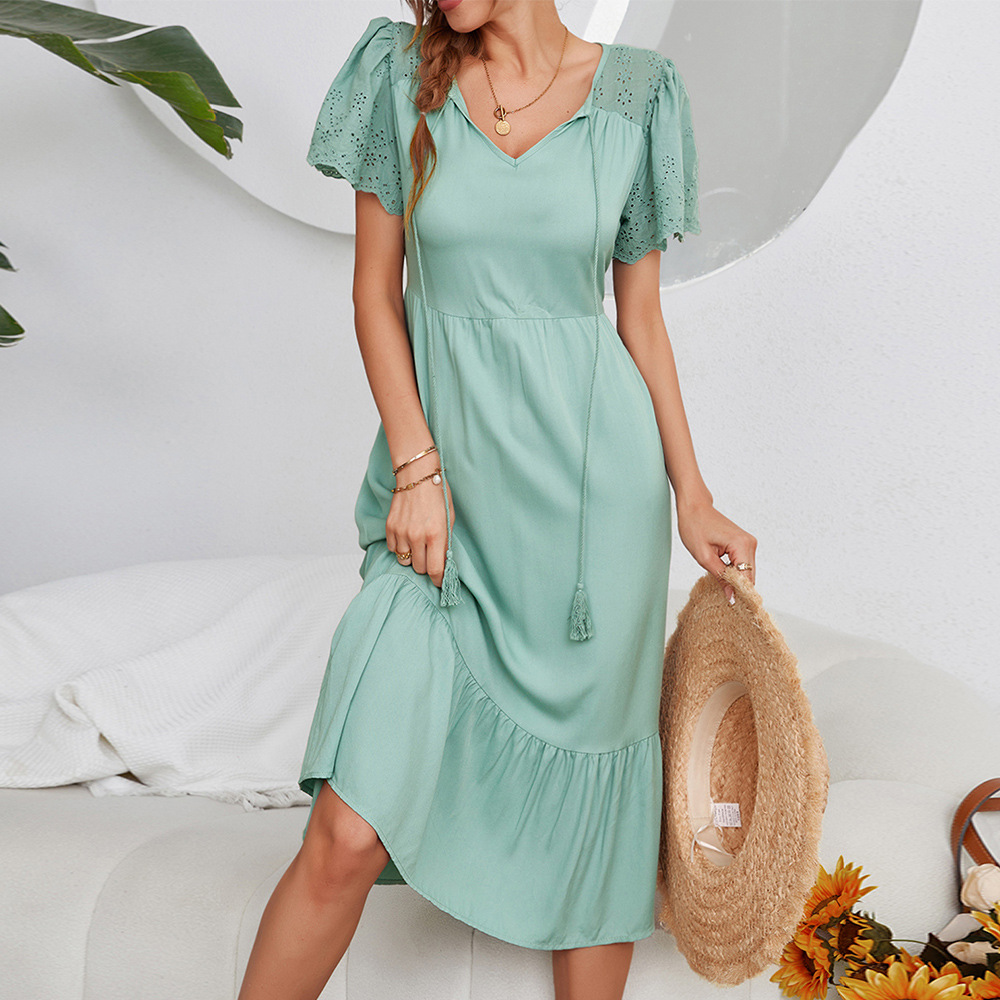 Robe bohème hippie chic vert