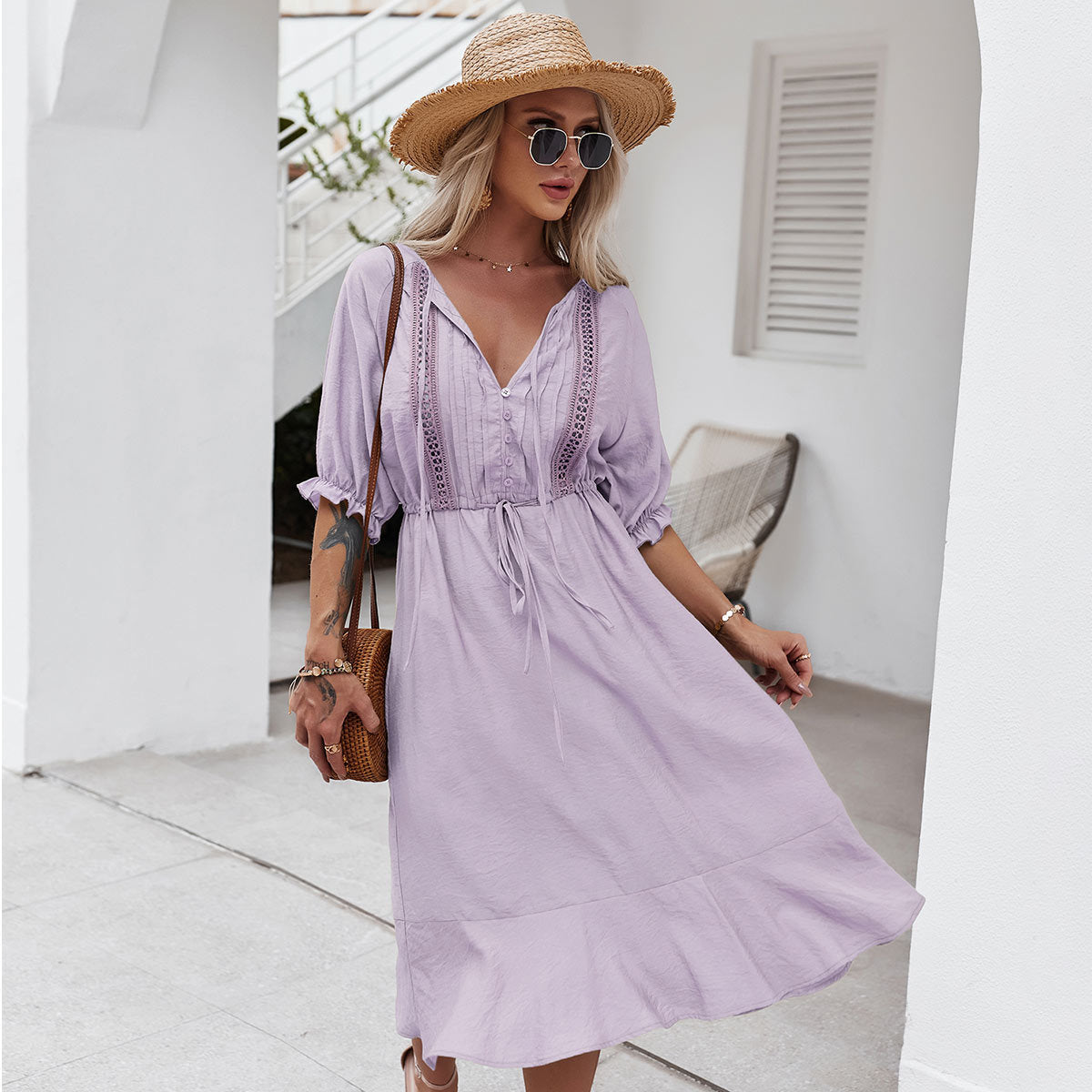 Robe bohème style hippie violet