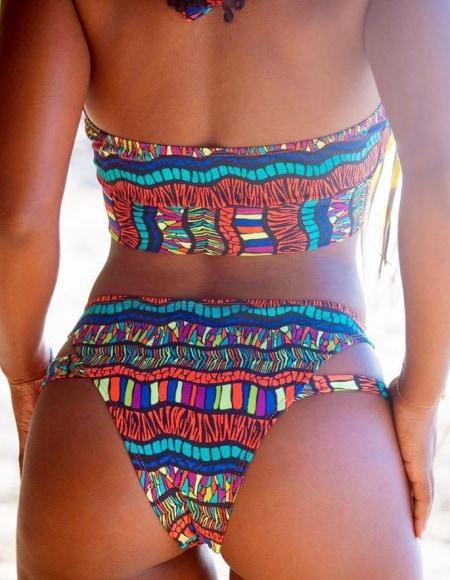 Maillot de bain 2 pièces motifs africains vue de dos