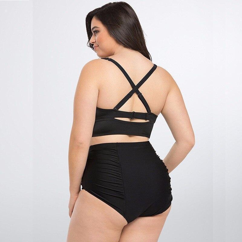 Bikini noir 2 pièces Taille Haute grande taille de dos