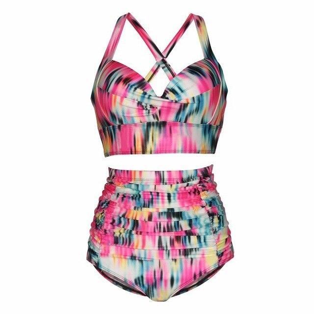Maillot de bain à motif 2 pièces Taille Haute grande taille