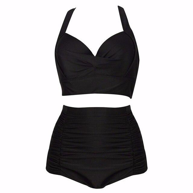 Maillot de bain noir 2 pièces Taille Haute grande taille