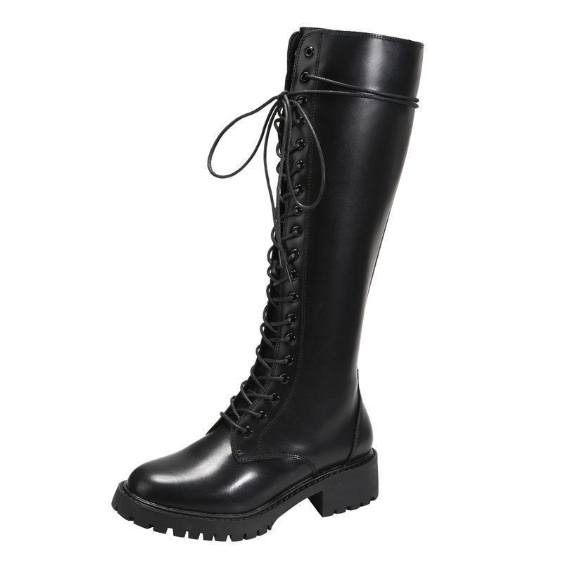 Bottes Martin en cuir avec talon pour femme- - Belishop