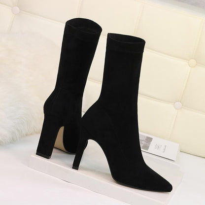 Bottines à talon Moka-Noir-34- - Belishop