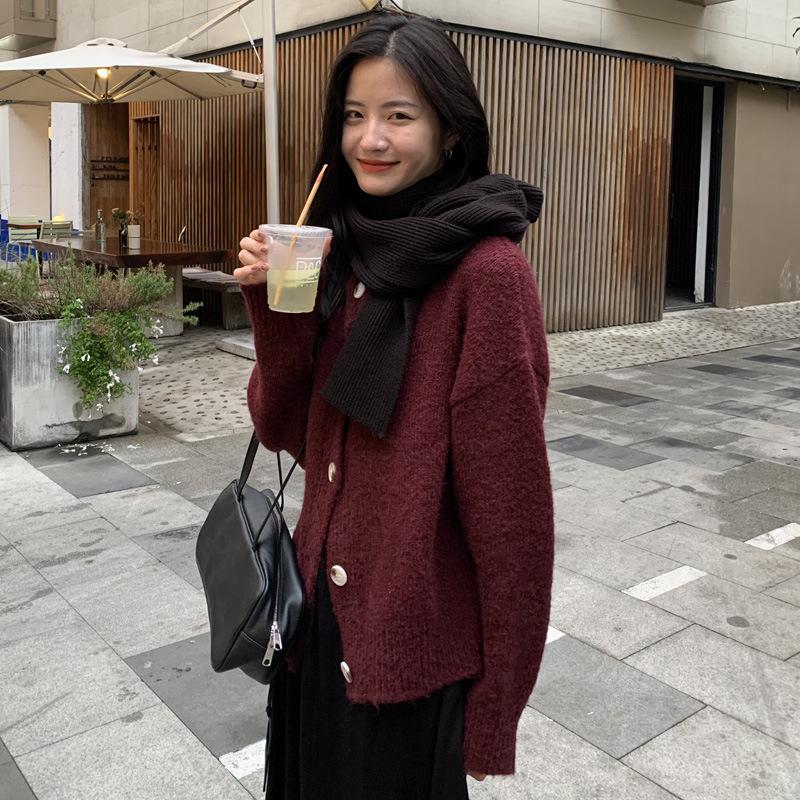 Cardigan Loose-Rouge-Taille Unique- - Belishop