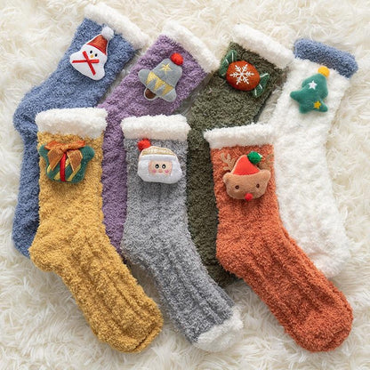 Chaussettes de Noël fourrées-Blanc-Taille Unique- - Belishop