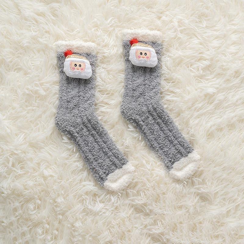 Chaussettes de Noël fourrées-Gris-Taille Unique- - Belishop