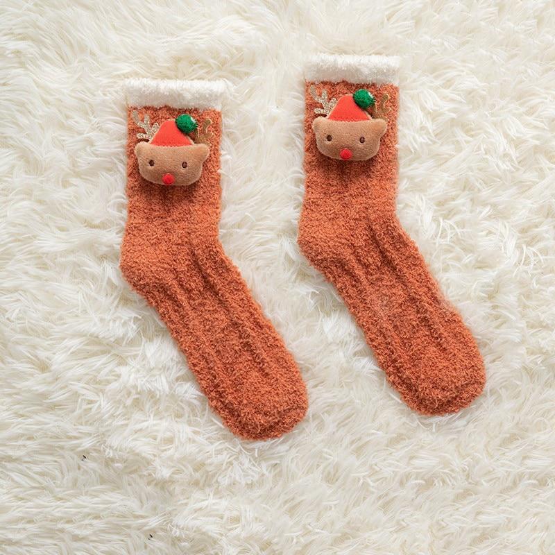 Chaussettes de Noël fourrées-Orange-Taille Unique- - Belishop