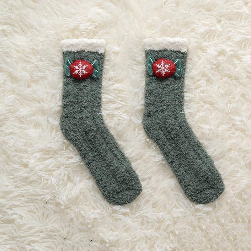 Chaussettes de Noël fourrées-Vert-Taille Unique- - Belishop