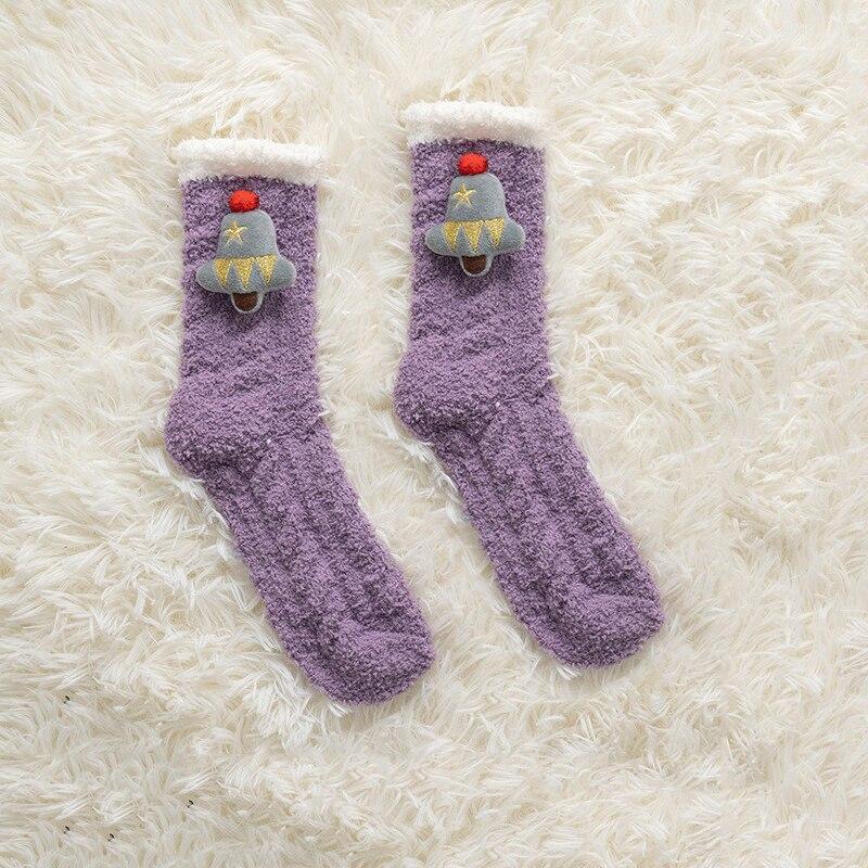 Chaussettes de Noël fourrées-Violet-Taille Unique- - Belishop