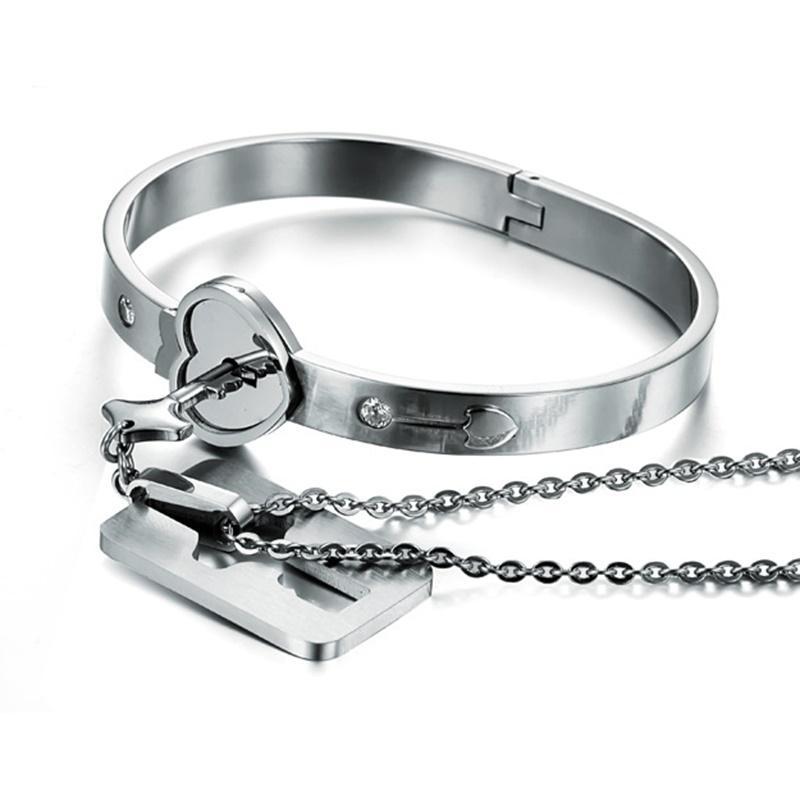 bijou de couple argent collier et bracelet