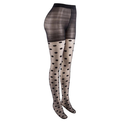Collant noir à pois vu de profil
