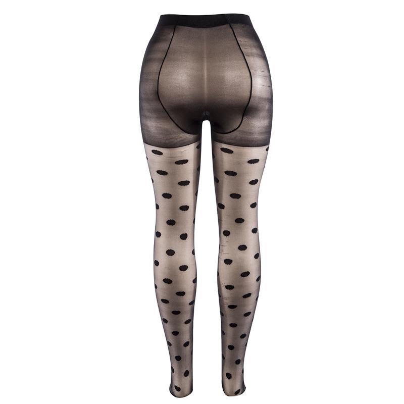 Collant noir à pois vu de dos