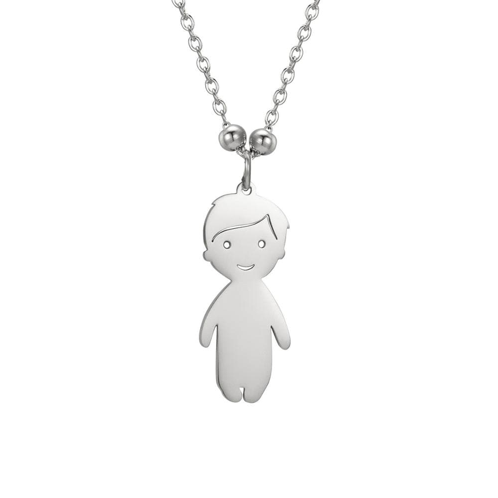 Collier pendentif "Famille"-Argent-1 garçon- - Belishop