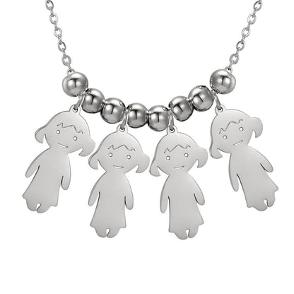 Collier pendentif "Famille"-Argent-4 filles- - Belishop