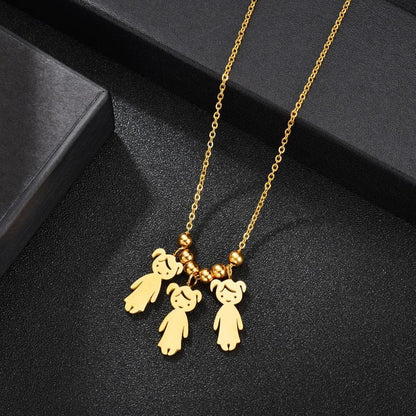 Collier pendentif "Famille"-Or-3 filles- - Belishop