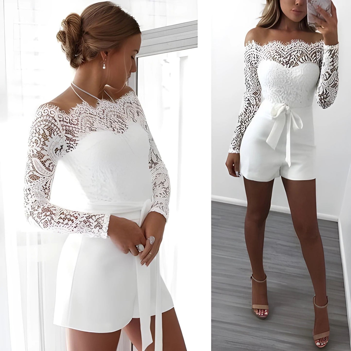 combishort dentelle blanche