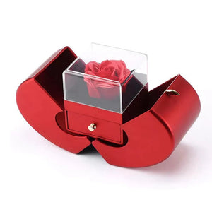 Rose éternelle En Boîte Cadeau - Rouge, 7,7x5,5x5,5 Cm - Idéal Saint-Valentin, Anniversaire, Romantique