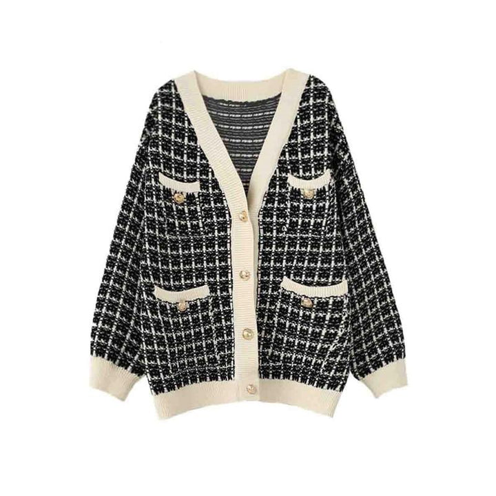 Gilet à carreaux Diana-Taille Unique-Noir- - Belishop